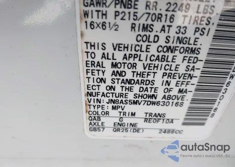 2013 Nissan Rogue S z USA, uszkodzony, nr VIN JN8AS5MV7DW630168